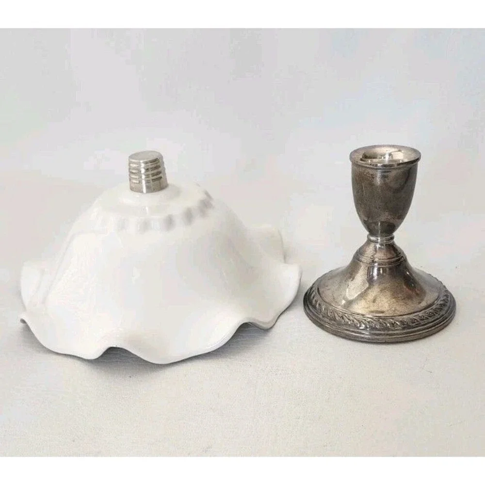 Preisner Porcelain Compote Weighted Sterling Silver Candy Dish Base - 1930's